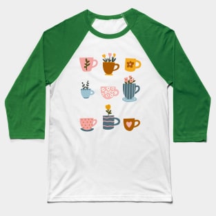 Flower tea cups Baseball T-Shirt